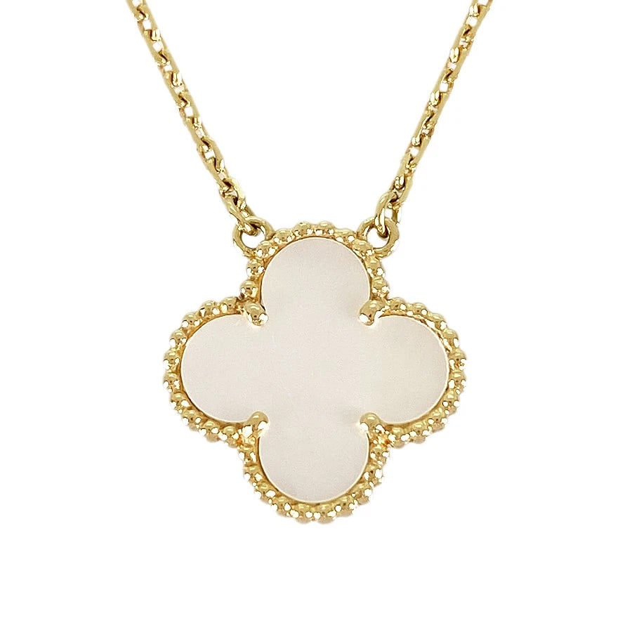 VAN CLEEF & ARPELS VINTAGE ALHAMBRA YELLOW GOLD SHELL NECKLACE (1 of 6)