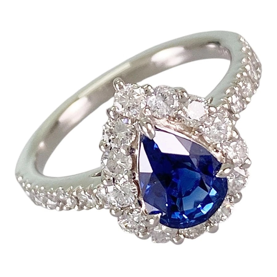 RING PLATINUM SAPPHIRE DIAMOND: Ring Platinum Sapphire Diamond Brand: Unsigned Jewelry Type: Ring Material: Platinum 900 Color: Silver Size: US:5 Accessories: None Accessories Notice: When purchasing pre-owned goods, ple