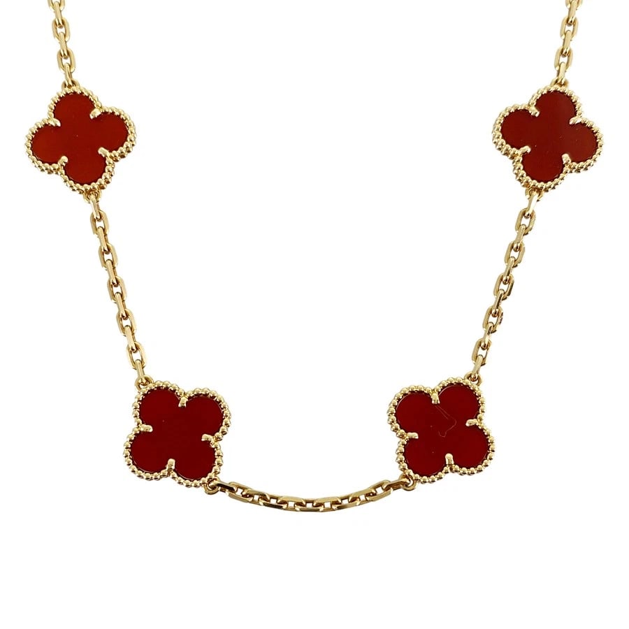 VAN CLEEF & ARPELS VINTAGE ALHAMBRA YELLOW GOLD NECKLACE (1 of 6)