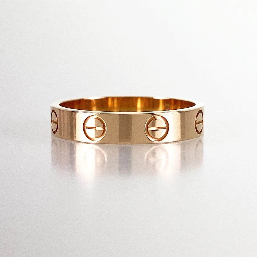 CARTIER MINI LOVE ROSE GOLD RING: Cartier Mini Love Rose gold Ring Brand: Cartier Type: Ring Material: 18K Rose Gold Color: Gold Size: US:6 Accessories: None Accessories Notice: When purchasing pre-owned goods, please refer