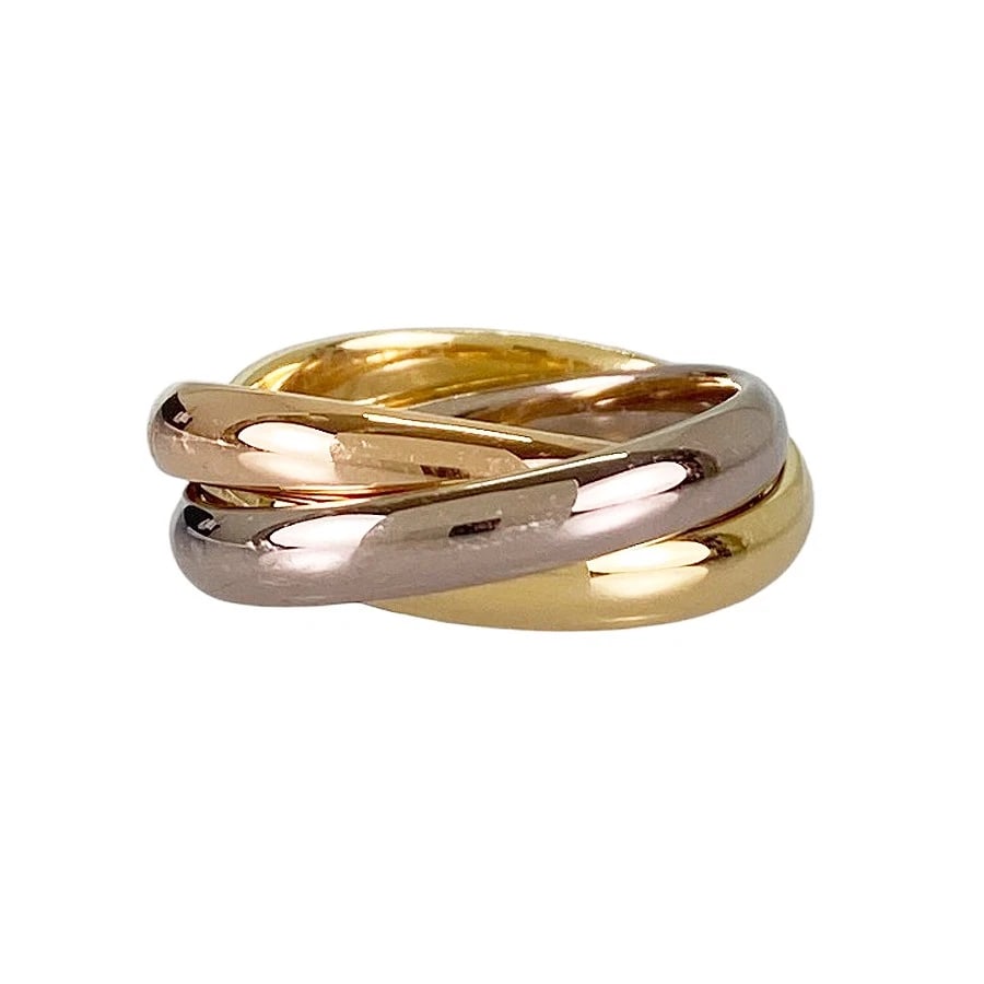 CARTIER TRINITY CLASSIC MODEL YELLOW GOLD RING: Cartier Trinity Classic model Yellow gold Ring Brand: Cartier Type: Ring Material: 18K Yellow Gold 18K White Gold 18K Rose Gold Color: Gold Size: US:3.5-4 Accessories: None Accessories