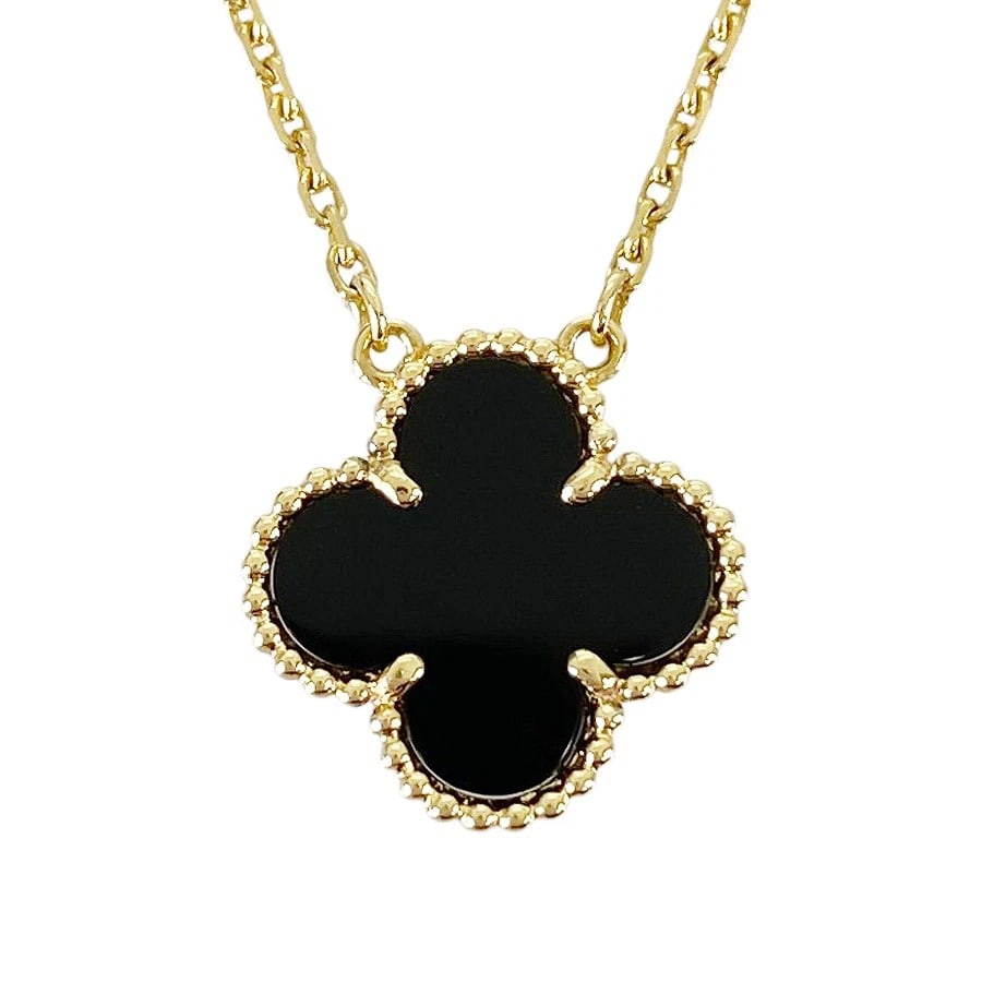 VAN CLEEF & ARPELS VINTAGE ALHAMBRA YELLOW GOLD ONYX NECKLACE: Van Cleef & Arpels Vintage Alhambra Yellow gold Onyx Necklace Brand: Van Cleef & Arpels Type: Necklace Material: 18K Yellow Gold Color: Yellow Size: 14.6mm×14.6mm Necklace full length:42cm Acces
