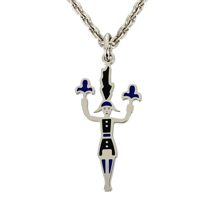 HERMES CASAC NUIT METAL NECKLACE: HERMES Casac Nuit Metal Necklace Brand: HERMES Type: Necklace Material: Metal Color: Silver Size: 49.8mm×24.3mm Necklace full length:56cm Accessories: None Accessories Notice: When purchas