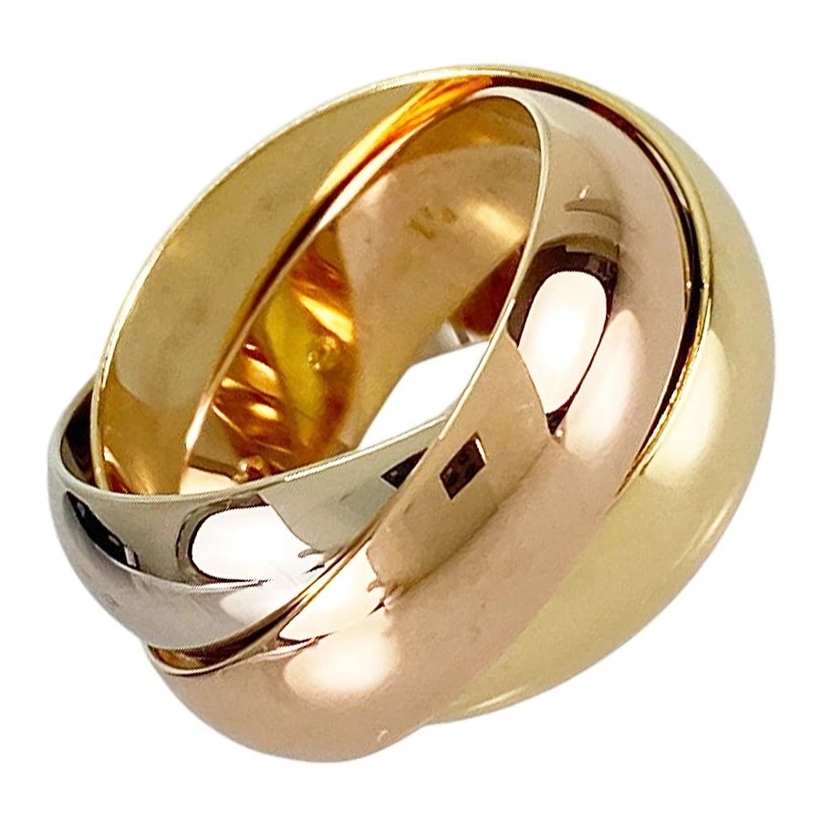 CARTIER TRINITY LM YELLOW GOLD RING: Cartier Trinity LM Yellow gold Ring Brand: Cartier Type: Ring Material: 18K Yellow Gold 18K White Gold 18K Rose Gold Color: Gold Size: US:5.5 Accessories: None Accessories Notice: When pur