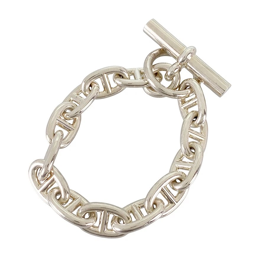HERMES CHAINE D'ANCRE MM SILVER BRACELET: HERMES Chaine d'Ancre MM Silver Bracelet Brand: HERMES Type: Bracelet Material: Silver 925 Color: Silver Size: 16.8mm×10.0mm Wrist 14cm Accessories: None Accessories Notice: When purchasing
