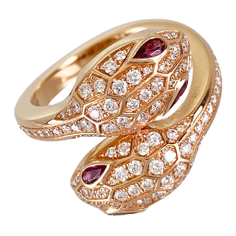 BVLGARI SERPENTI SEDUTTORI ROSE GOLD DIAMOND RUBERITE RING (1 of 7)