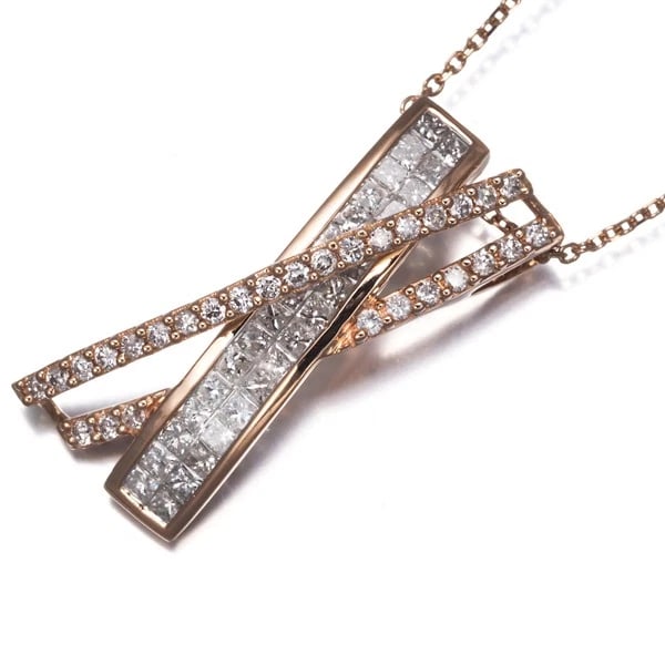 DIAMOND NECKLACE 18K 750 ROSE GOLD: Diamond Necklace 18K 750 Rose Gold Brand: Unbranded Type: Necklace Material: Metal Rose Gold Main Stone Natural Color: Rose Gold Size: Necklace length: 45cm Accessories: None Accessories
