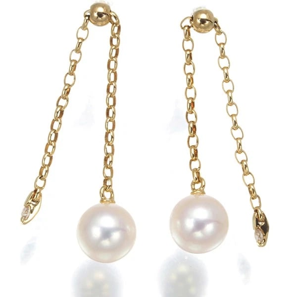 MIKIMOTO EARRINGS AKOYA PEARL DIAMOND: MIKIMOTO Earrings Akoya Pearl Diamond Brand: MIKIMOTO Type: Earrings Material: 18K / 750 / Yellow Gold Main Stone Akoya Pearl Color: Yellow Gold Size: Full length of total design: 58.0mm 