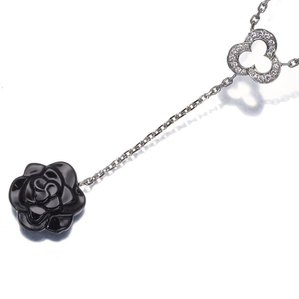 CHANEL NECKLACE ONYX DIAMOND: CHANEL Necklace Onyx Diamond Brand: CHANEL Type: Necklace Material: 18K / 750 / White Gold Main Stone Natural Color: White Gold Size: Necklace length: 38 / 42cm Accessories: None Accessori
