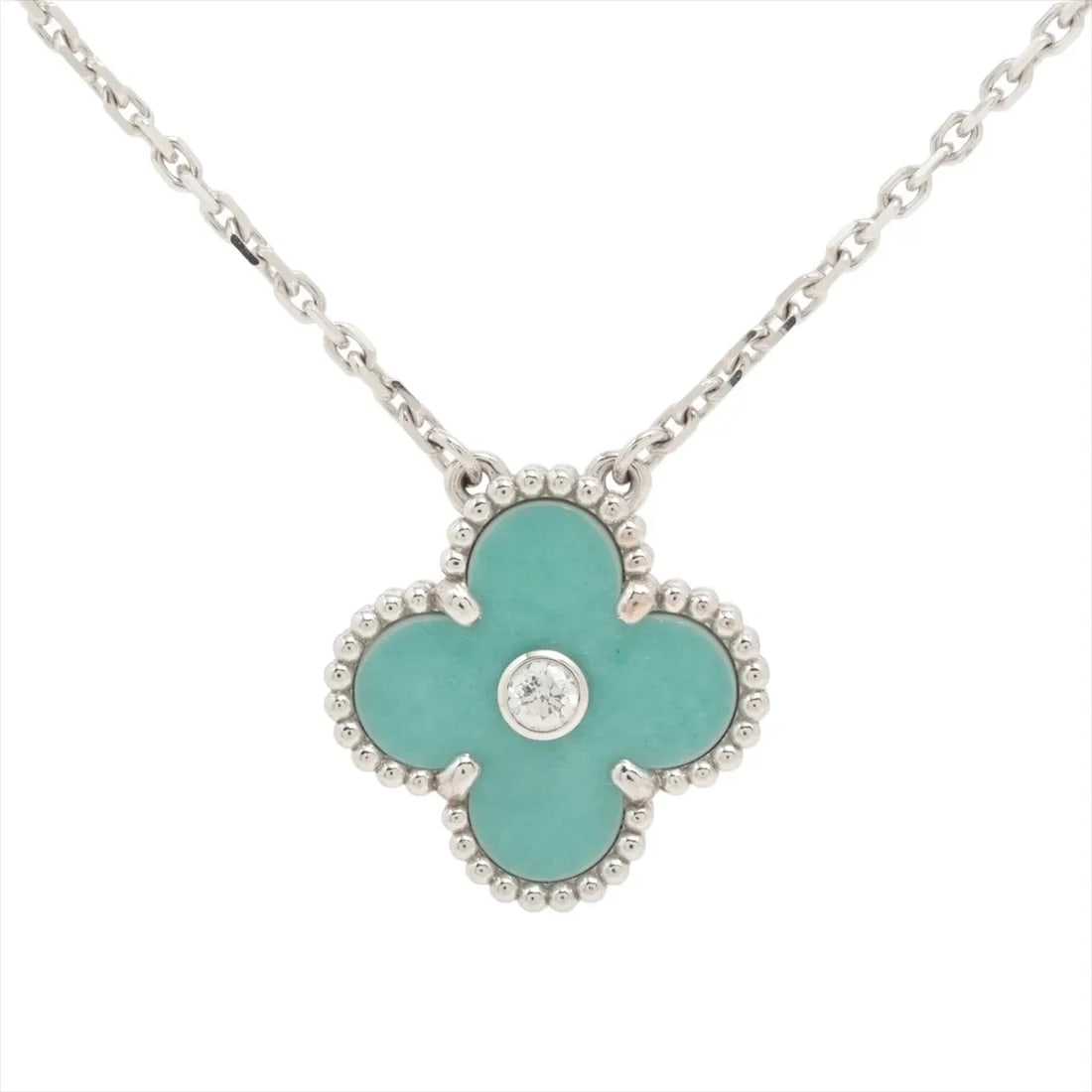VAN CLEEF & ARPELS VINTAGE ALHAMBRA DIAMOND NECKLACE 750(WG): Van Cleef & Arpels Vintage Alhambra diamond Necklace 750(WG) Brand: Van Cleef & Arpels Type: Necklace Material: Not Specified Main Stone Natural Color: 750(WG) Size: Chain length:42.3 Accessories