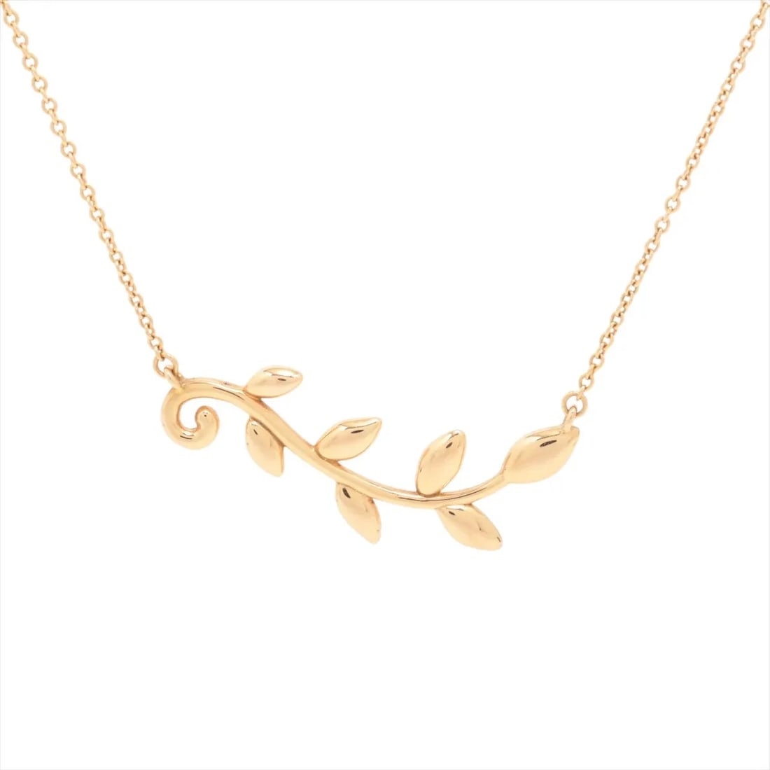 TIFFANY OLIVE LEAF NECKLACE 750(YG): Tiffany Olive Leaf Necklace 750(YG) Brand: Tiffany Type: Necklace Material: Not Specified Color: 750(YG) Size: Chain length:45.8 Accessories: None Accessories Notice: When purchasing