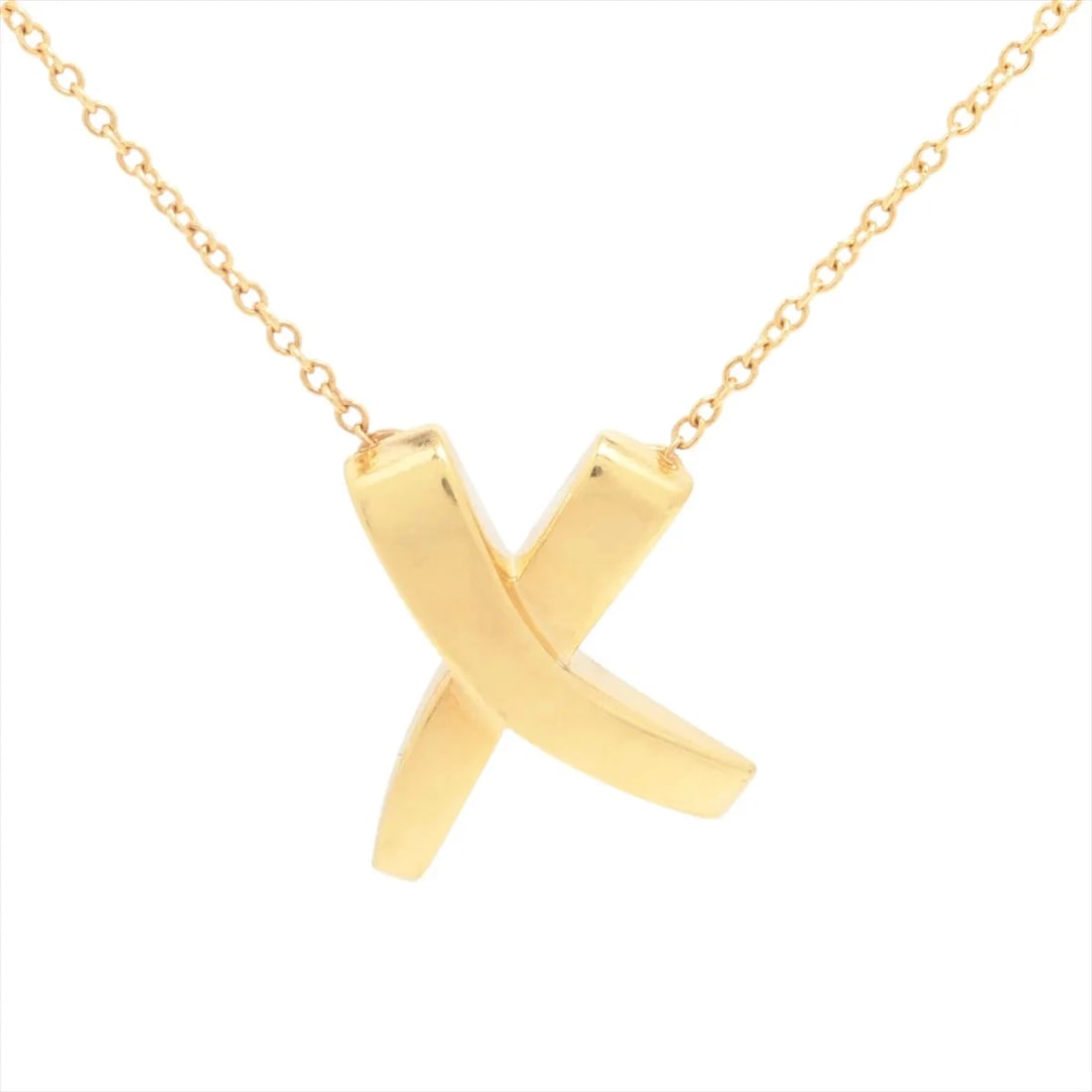 TIFFANY KISSING NECKLACE 750(YG): Tiffany kissing Necklace 750(YG) Brand: Tiffany Type: Necklace Material: Not Specified Color: 750(YG) Size: Chain length:42 Accessories: None Accessories Notice: When purchasing pre-owned