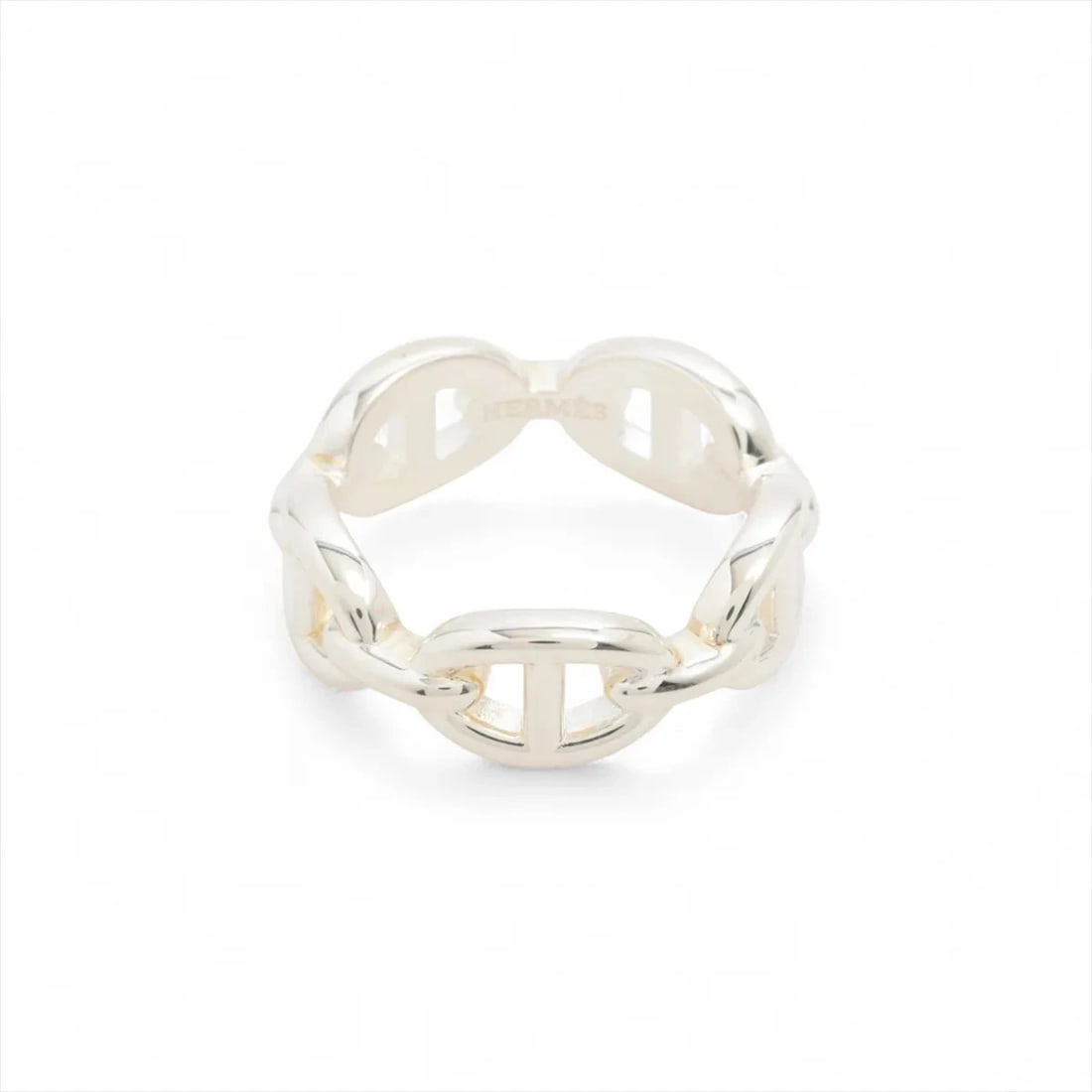 HERMÈS CHAÎNE D'ANCRE ENCHAINEE RING 925 SILVER: Hermès Chaîne d'Ancre Enchainee Ring 925 Silver Brand: Hermès Type: Ring Material: Silver Color: 925 Silver Size: 7 US Accessories: None Accessories Notice: When purchasing pre-owned
