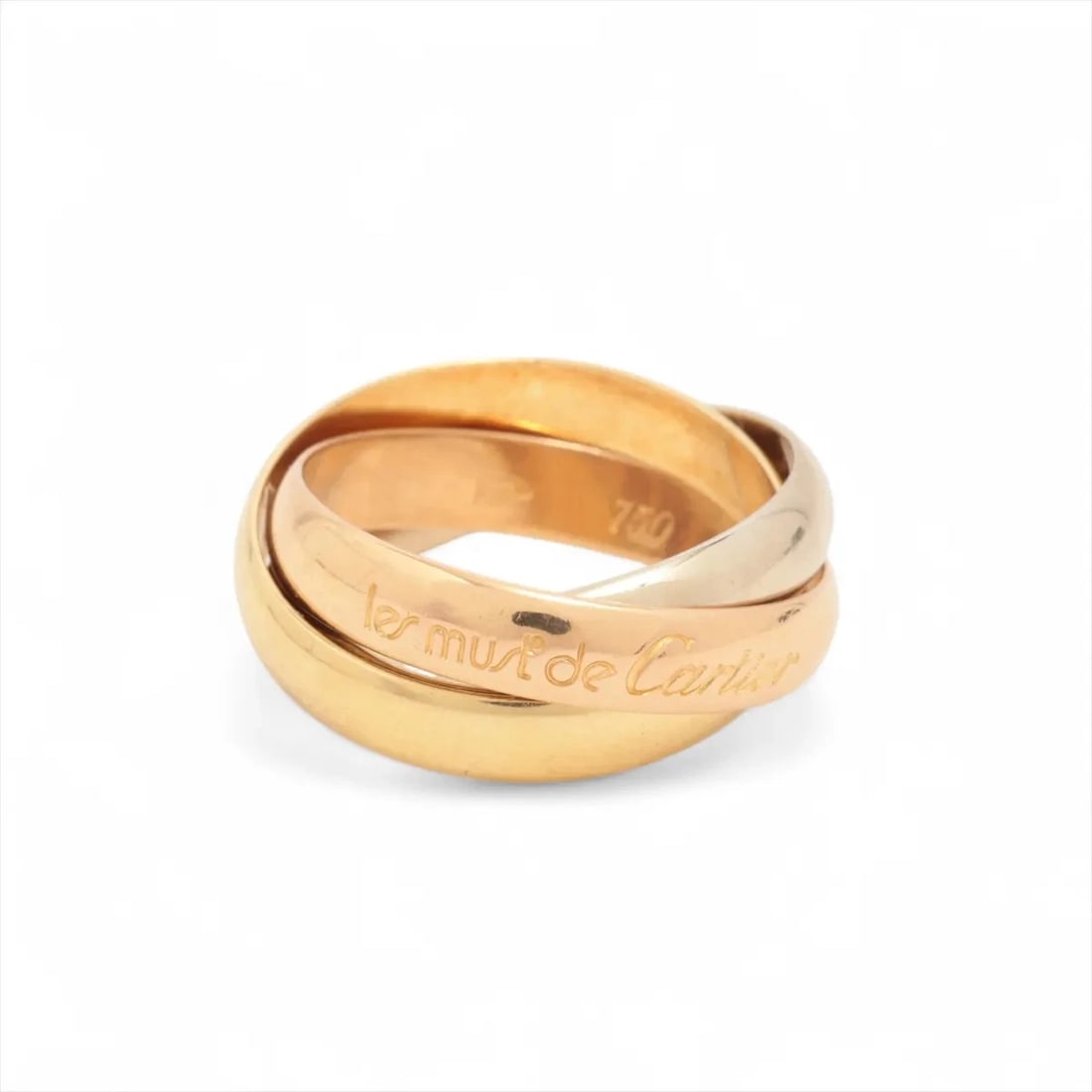 CARTIER TRINITY RING 750(YG×PG×WG): Cartier Trinity Ring 750(YG×PG×WG) Brand: Cartier Type: Ring Material: none Color: 750(YG×PG×WG) Size: 4.75 - 5 US Accessories: None Accessories Notice: When purchasing pre-owned goods, pl