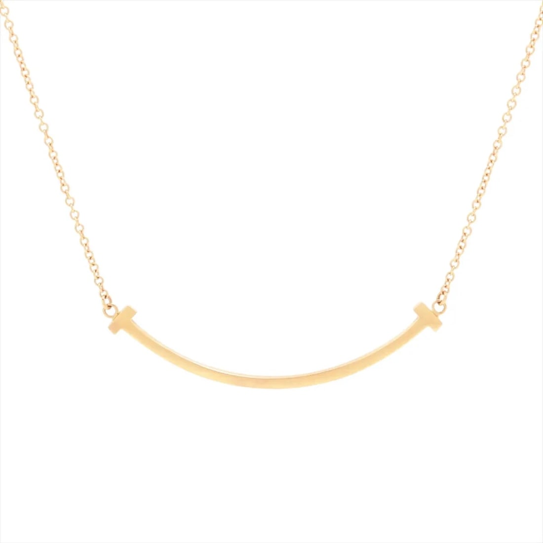 TIFFANY T SMILE SMALL NECKLACE 750(PG): Tiffany T Smile Small Necklace 750(PG) Brand: Tiffany Type: Necklace Material: none Color: 750(PG) Size: Chain length:46.1 Accessories: None Accessories Notice: When purchasing pre-owned