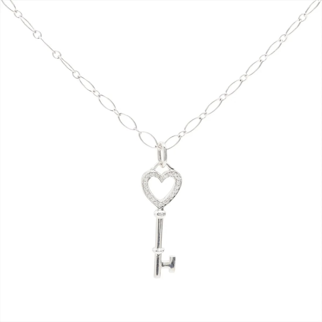TIFFANY HEART KEY DIAMOND NECKLACE 750(WG) (1 of 4)