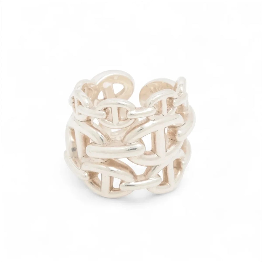 HERMÈS CHAÎNE D'ANCRE ENCHAINEE GM RING 925 SILVER: Hermès Chaîne d'Ancre Enchainee GM Ring 925 Silver Brand: Hermès Type: Ring Material: Silver Color: 925 Silver Size: 4.75 - 5 US Accessories: None Accessories Notice: When purchasing