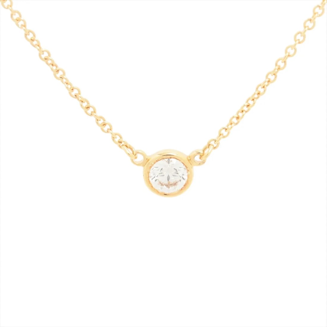 TIFFANY BY THE YARD 1P DIAMOND NECKLACE 750(YG): Tiffany By the Yard 1P diamond Necklace 750(YG) Brand: Tiffany Type: Necklace Material: F Main Stone Natural Color: 750(YG) Size: Chain length:40.6 Accessories: None Accessories Notice: When
