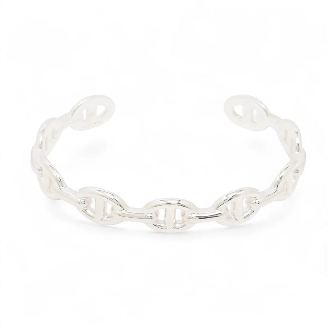 HERMÈS CHAÎNE D'ANCRE ENCHAINEE BANGLE 925 SILVER: Hermès Chaîne d'Ancre Enchainee Bangle 925 Silver Brand: Hermès Type: Bracelet Material: Silver Color: 925 Silver Size: Bracelet length:16.5 Accessories: None Accessories Notice: When purc
