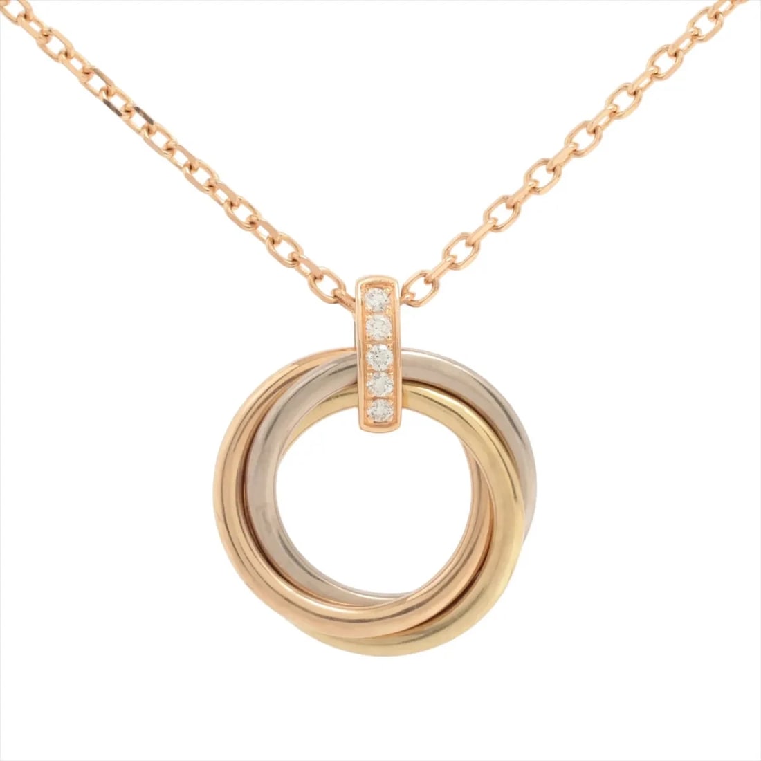 CARTIER TRINITY DIAMOND NECKLACE 750(YG×PG×WG): Cartier Trinity diamond Necklace 750(YG×PG×WG) Brand: Cartier Type: Necklace Material: none Color: 750(YG×PG×WG) Size: Chain length:22.6 Accessories: None Accessories Notice: When