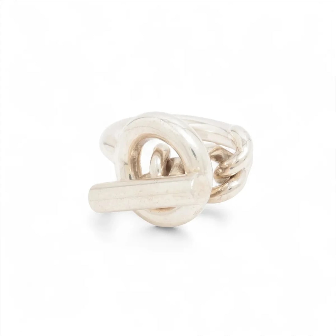 HERMÈS CROISET RING 925 SILVER: Hermès Croiset Ring 925 Silver Brand: Hermès Type: Ring Material: Silver Color: 925 Silver Size: 4 US Accessories: None Accessories Notice: When purchasing pre-owned goods, please refer to