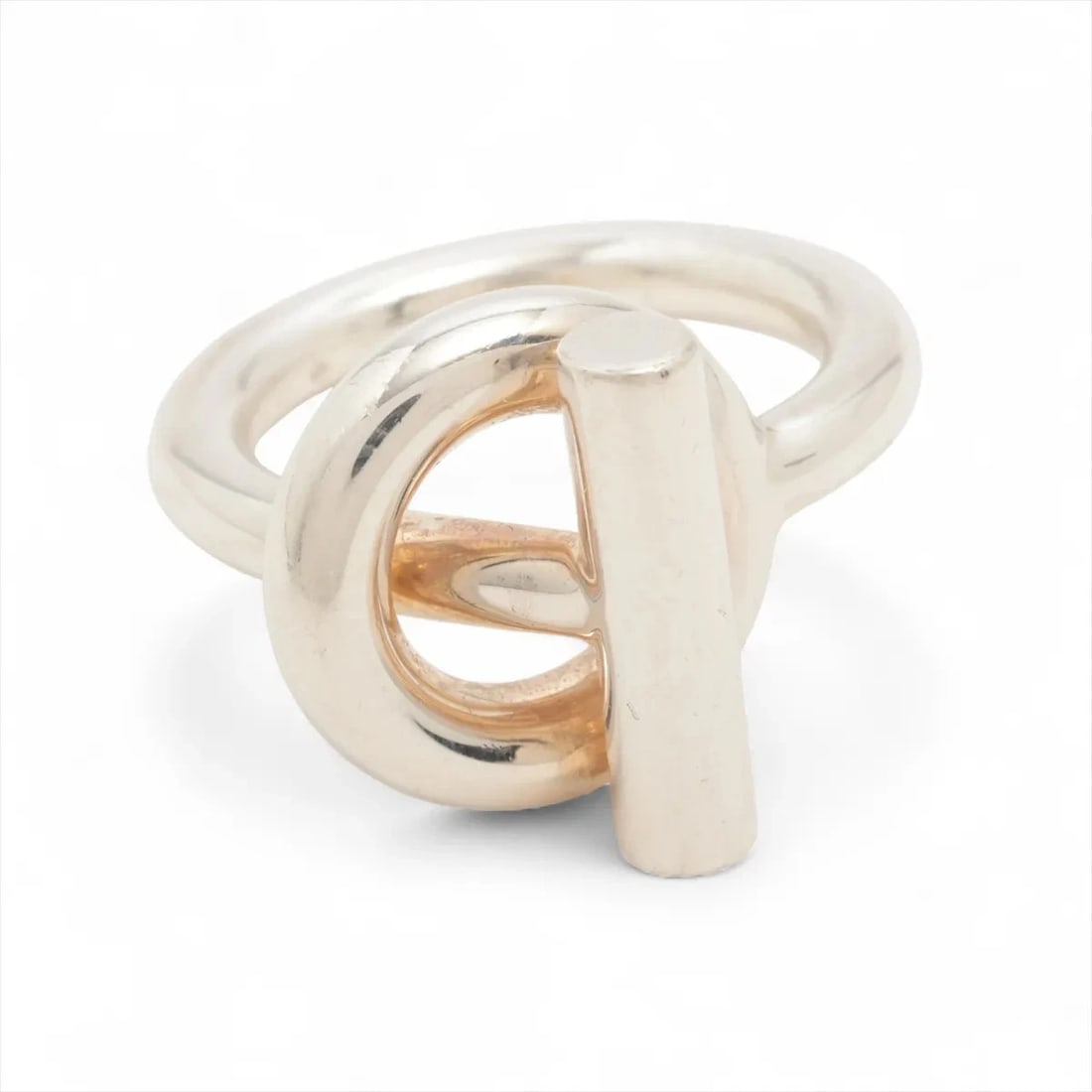 HERMÈS ECHAPPEE RING 925 SILVER: Hermès Echappee Ring 925 Silver Brand: Hermès Type: Ring Material: Silver Color: 925 Silver Size: 5.5 - 5.75 US Accessories: None Accessories Notice: When purchasing pre-owned goods, please