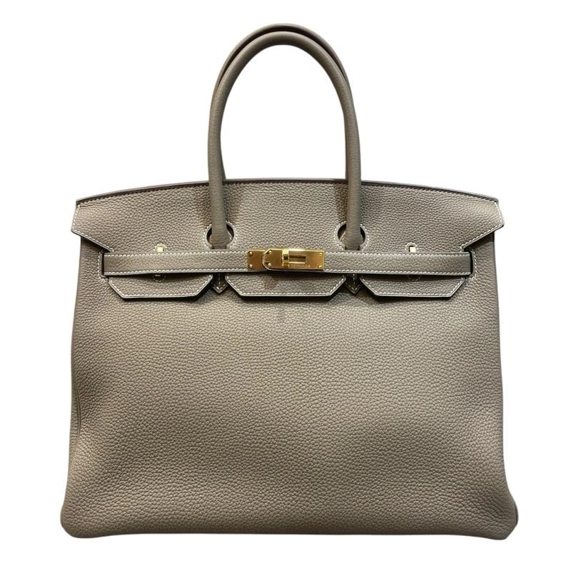HERMES BIRKIN 35 HANDBAG: HERMES Birkin 35 Handbag Brand: HERMES Type: Handbag Material: Togo Color: Etup Gold Hardware Size: W13.8 x H9.8x D7.5inch Accessories: None Accessories Notice: When purchasing pre-owned