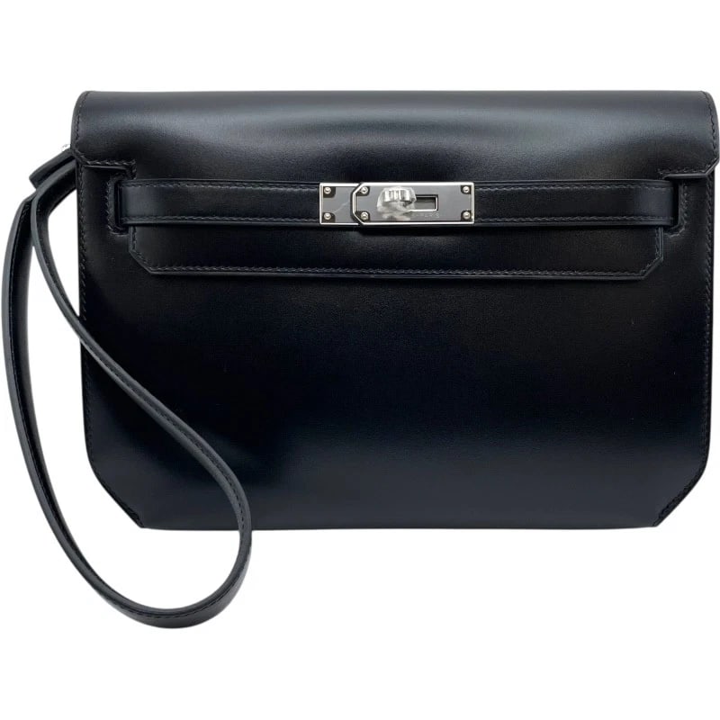 HERMES KELLY DEBESH CLUTCH HANDBAG: HERMES Kelly Debesh Clutch Handbag Brand: HERMES Type: Handbag Material: Box scarf Color: Black SilverHardware Size: W9.8 x H7.9x D1.6inch Accessories: None Accessories Notice: When purcha