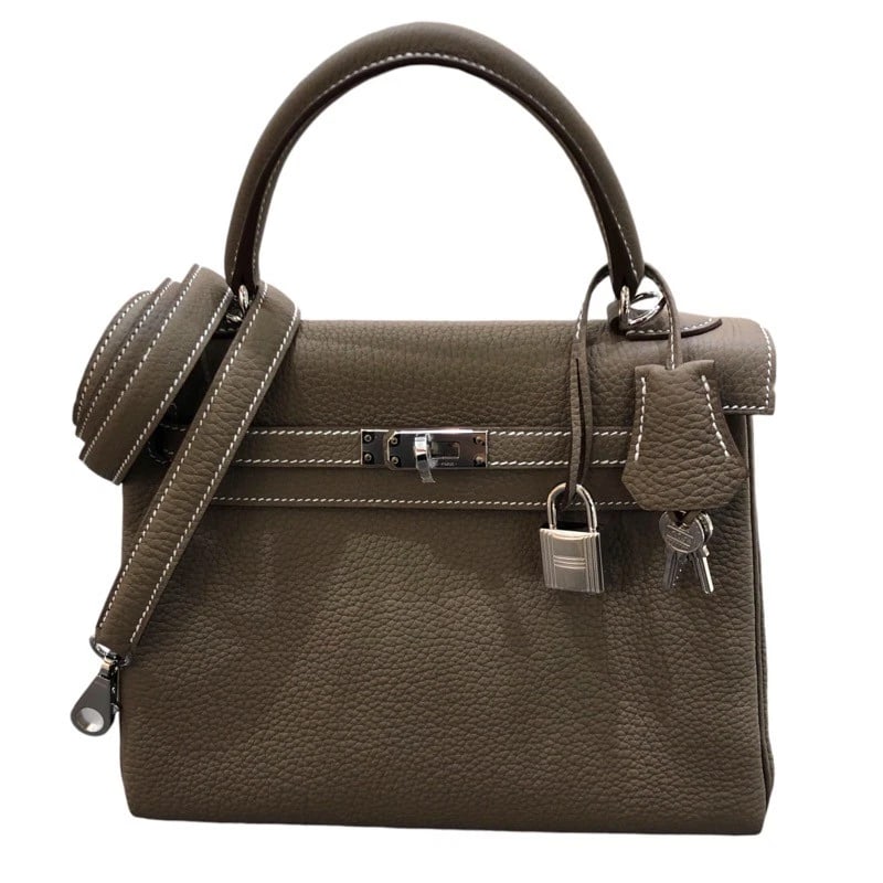 HERMES KELLY 25 INNER STITCH HANDBAG: HERMES Kelly 25 inner stitch Handbag Brand: HERMES Type: Handbag Material: Togo Color: Etoupe SilverHardware Size: W9.8 x H6.9x D3.9inch Shoulder:36.4inch Accessories: None Accessories Not
