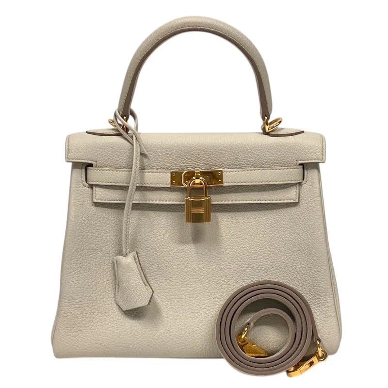HERMES KELLY 25 INNER STITCH HANDBAG: HERMES Kelly 25 inner stitch Handbag Brand: HERMES Type: Handbag Material: Togo Color: Beton Gold Hardware Size: W9.4 x H7.5x D3.5inch Shoulder:36.6inch Accessories: None Accessories Notic