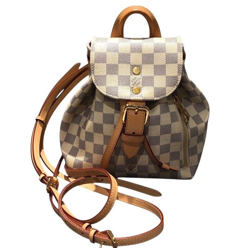 LOUIS VUITTON SPERON BB BACKPACK: LOUIS VUITTON Speron BB Backpack Brand: LOUIS VUITTON Type: Backpack Â· Daypack Material: Damier Azul Color: white Size: W7.5 x H8.9x D4.5inch Accessories: None Accessories Notice: When