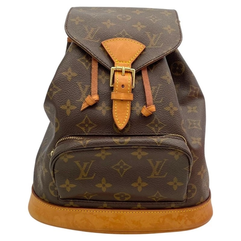 LOUIS VUITTON MONTSOURISMM BACKPACK: LOUIS VUITTON MontsourisMM Backpack Brand: LOUIS VUITTON Type: Backpack Â· Daypack Material: Exterior Material Monogram canvas Color: Exterior Color Brown Size: W9.4 x H10.6x D4.7inch 