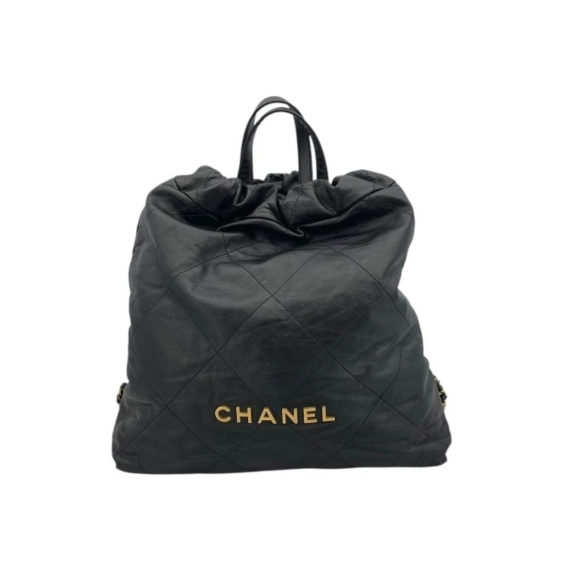CHANEL 22 LARGE BACKPACK: CHANEL 22 Large Backpack Brand: CHANEL Type: Backpack Â· Daypack Material: Calf leather Color: Black xGDHardware Size: W13.4 x H14.6x D2.8inch Shoulder:31.5inch Accessories: None Accessori