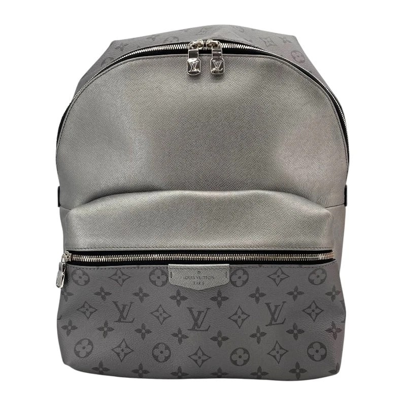 LOUIS VUITTON DISCOVERY BACKPACK: LOUIS VUITTON Discovery Backpack Brand: LOUIS VUITTON Type: Backpack Â· Daypack Material: Taigalama Color: Silver Size: W11.4 x H14.6x D6.3inch Accessories: None Accessories Notice: When