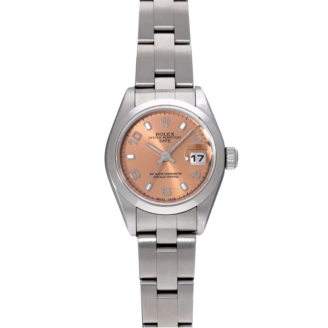 ROLEX OYSTER PERPETUAL PINK WATCH: ROLEX Oyster Perpetual pink WATCH Brand: ROLEX Type: Wristwatch Material: Band Material Stainless steel, Case Material Stainless steel Color: Dial Color pink Size: Case H/about 26mm W/about 26mm D