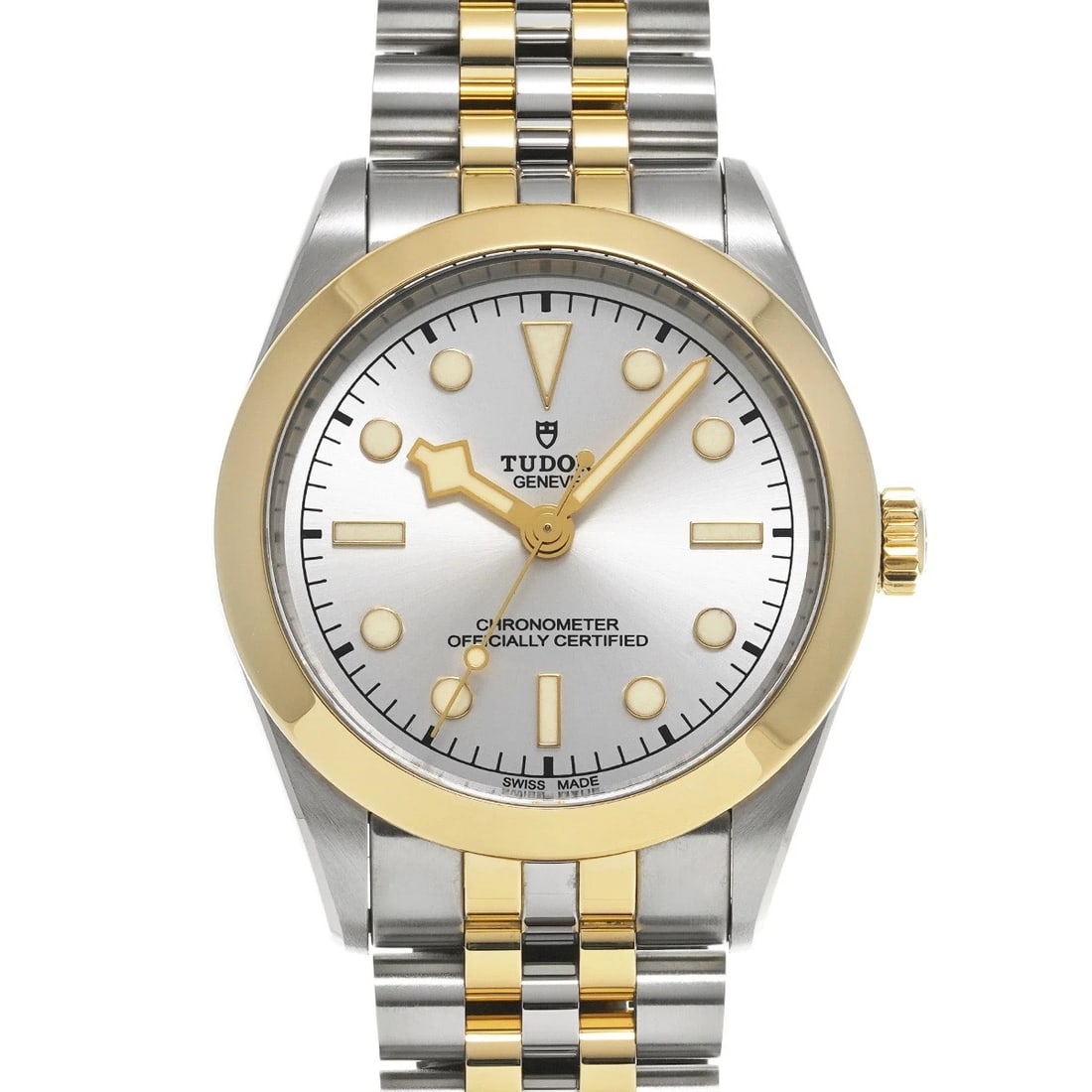 TUDOR BLACK BAY SILVER WATCH: TUDOR Black Bay Silver WATCH Brand: TUDOR Type: Wristwatch Material: Band Material Stainless steel/Yellow Gold, Case Material Stainless steel Color: Dial Color Silver Size: Case H/about 39mm W/abo