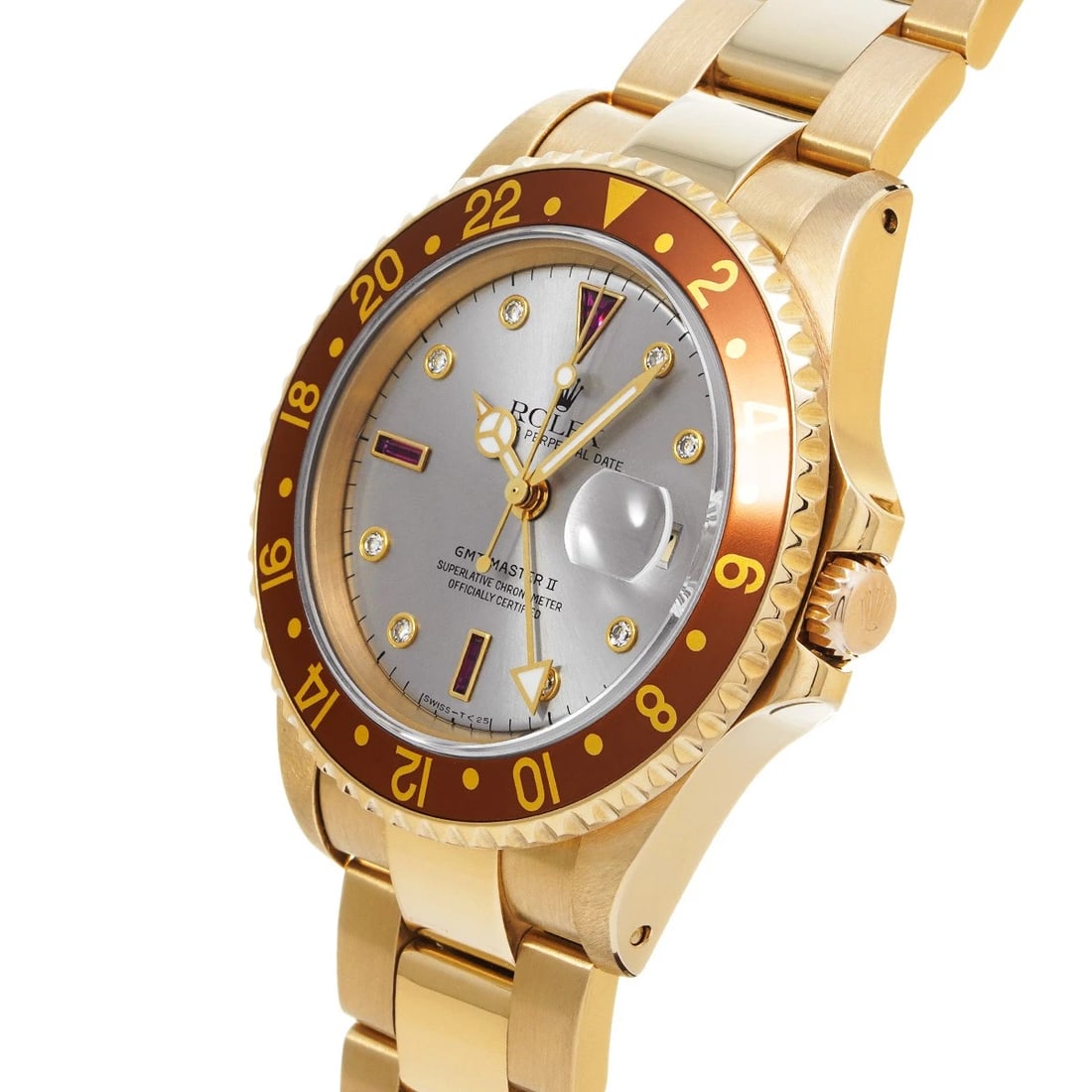 ROLEX GMT MASTERII SILVER RUBY DIAMOND WATCH - 2