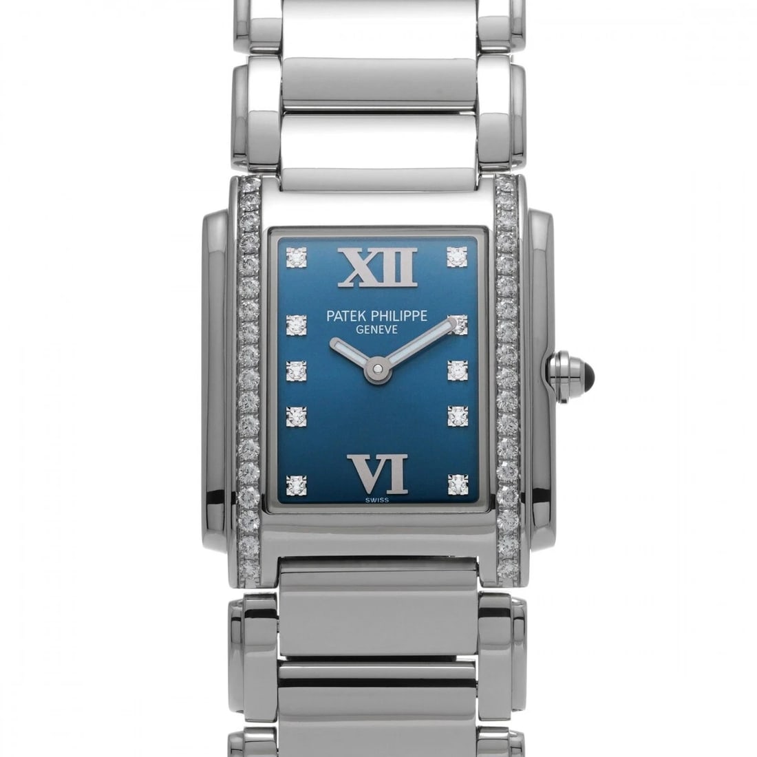 PATEK PHILIPPE BLUE DIAMOND WATCH: PATEK PHILIPPE blue diamond WATCH Brand: PATEK PHILIPPE Type: Wristwatch Material: Band Material Stainless steel, Case Material Stainless steel Color: Dial Color blue Size: Case H/about 30mm