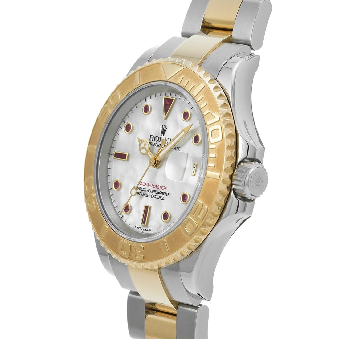 ROLEX YACHT MASTER WHITE SHELL RUBY WATCH - 2