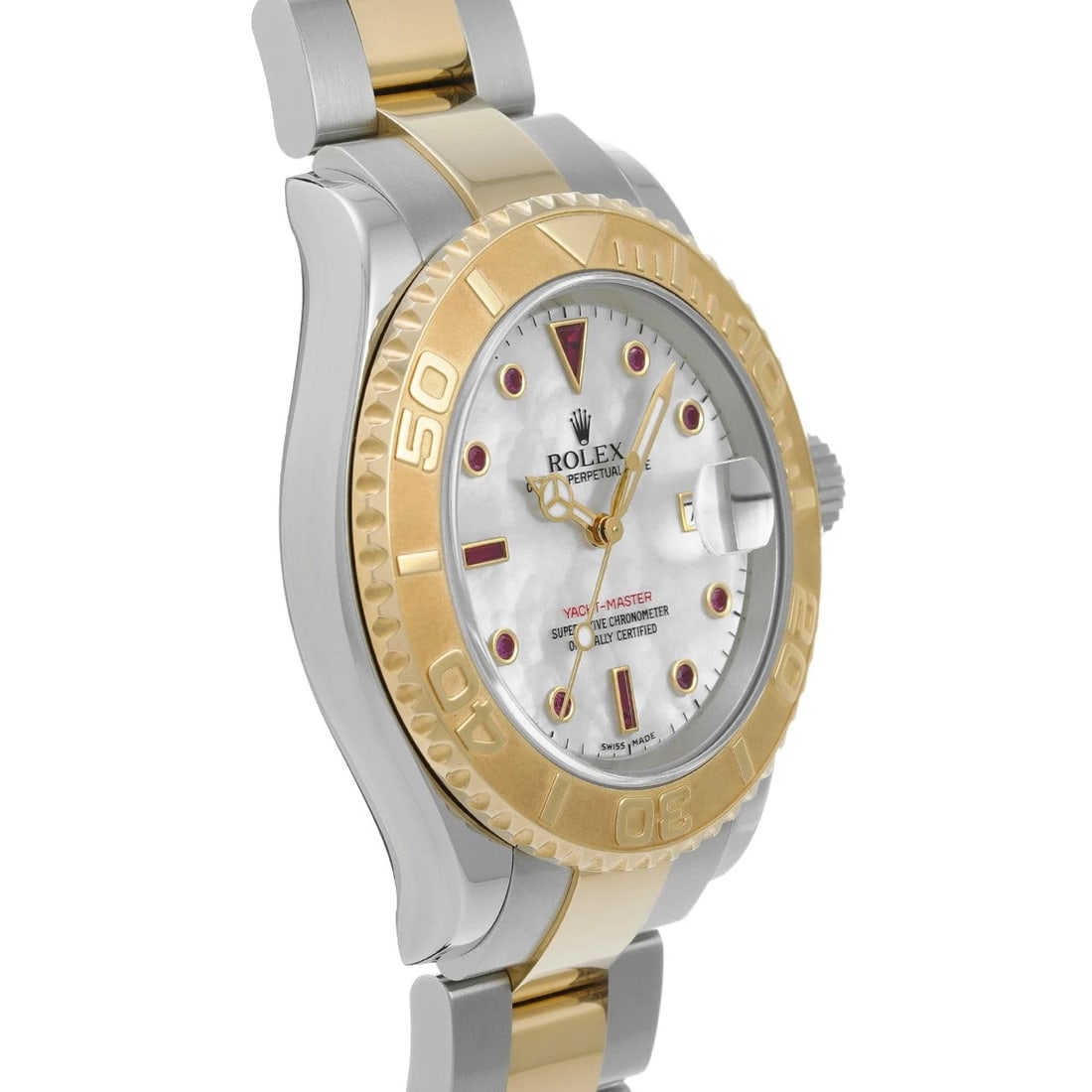ROLEX YACHT MASTER WHITE SHELL RUBY WATCH - 3