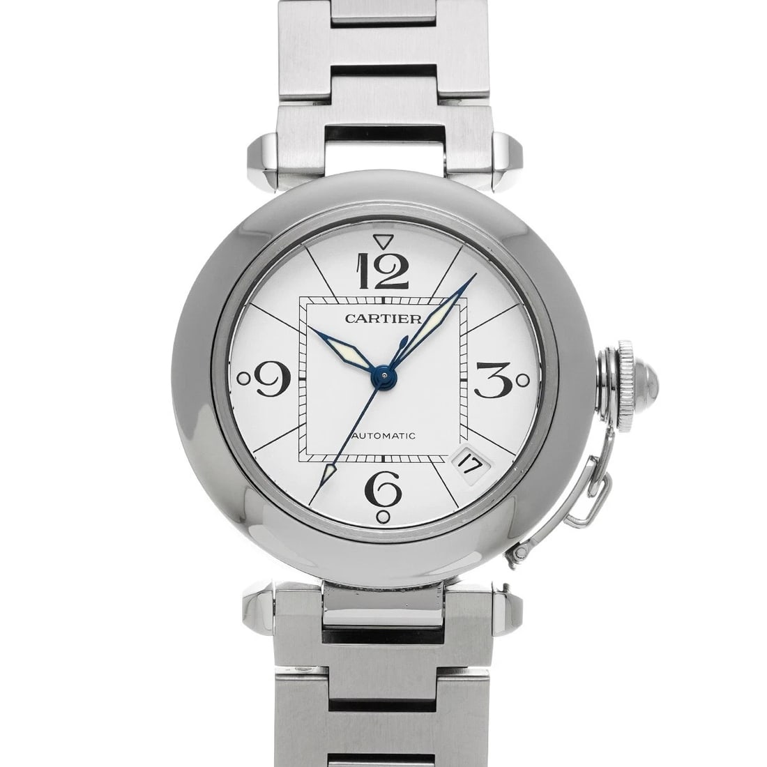 CARTIER PASHA WHITE WATCH: CARTIER Pasha white WATCH Brand: CARTIER Type: Wristwatch Material: Band Material Stainless steel, Case Material Stainless steel Color: Dial Color white Size: Case H/about 35mm W/about 35mm