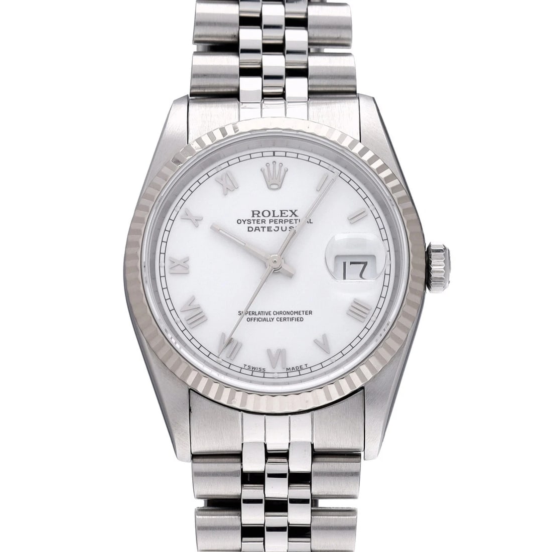 ROLEX DATEJUST WHITE WATCH: ROLEX Datejust white WATCH Brand: ROLEX Type: Wristwatch Material: Band Material Stainless steel, Case Material Stainless steel Color: Dial Color white Size: Case H/about 36mm W/about 36mm D/about