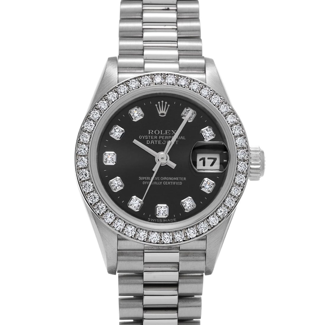 ROLEX DATEJUST BLACK DIAMOND WATCH (1 of 5)
