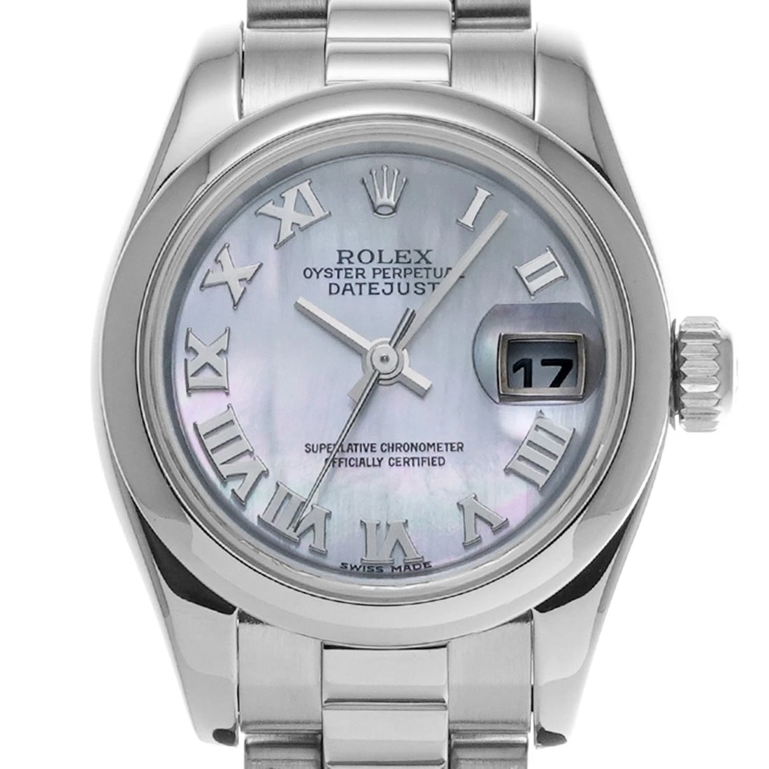 ROLEX DATEJUST WHITE SHELL WATCH - 4