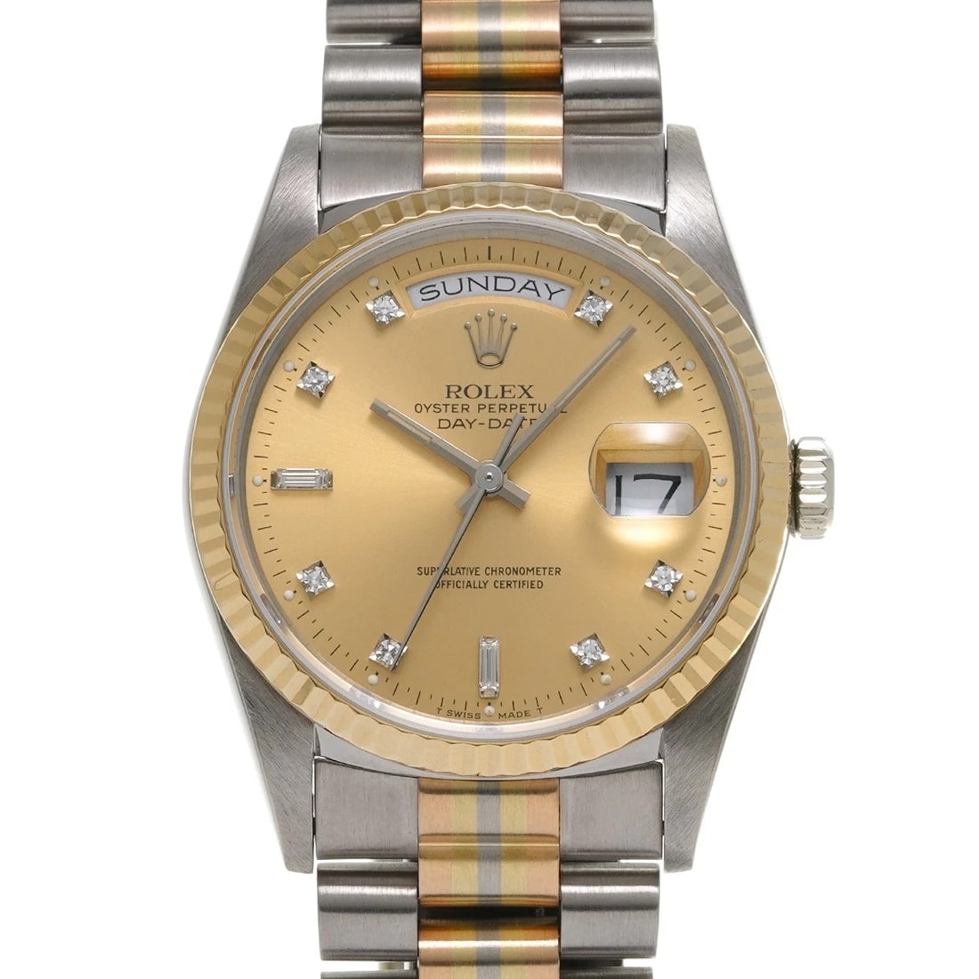 ROLEX DAY DATE BLUE DIAMOND WATCH: ROLEX Day Date blue diamond WATCH Brand: ROLEX Type: Wristwatch Material: Band Material Yellow Gold/White gold, Case Material White gold Color: Dial Color blue Size: Case H/about 36mm W/about