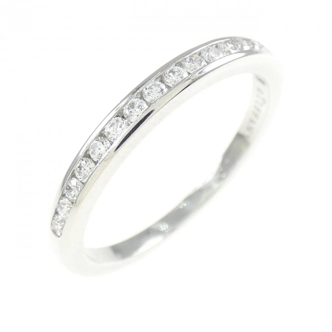 TIFFANY & CO. HALF CIRCLE CHANNEL SETTING RING: Tiffany & Co. half Circle channel setting Ring Brand: Tiffany Type: Ring Material: Platinum 950 Main Stone Natural Color: Platinum Size: 6 (US size) Accessories: None Accessories Notice: When