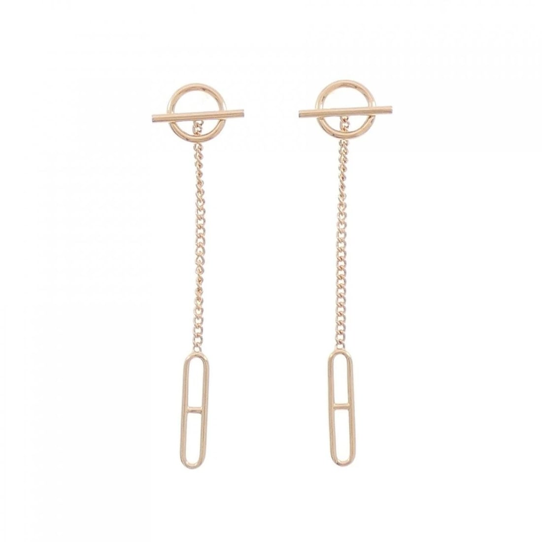 HERMES ECHAPPEE EARRINGS: HERMES ECHAPPEE Earrings Brand: HERMES Type: Earrings Material: 750 Pink Gold Color: Pink Gold Size: ActualSize HxW: 64.9mmx14.8mm Accessories: None Accessories Notice: When purchasing