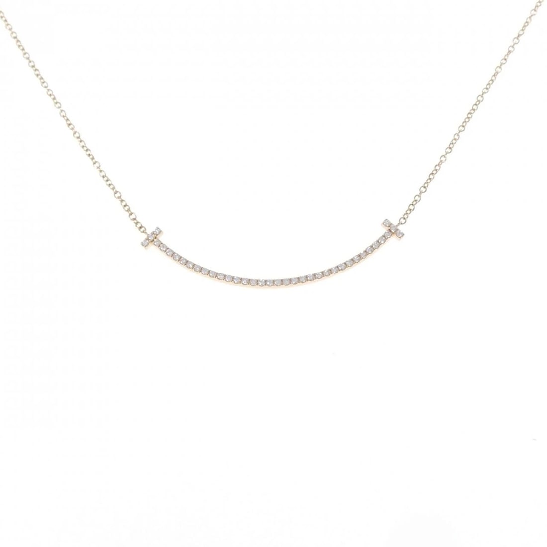 TIFFANY T SMILE SMALL NECKLACE: Tiffany T Smile Small Necklace Brand: Tiffany Type: Necklace Material: 750 Pink Gold Main Stone Natural Color: Pink Gold Size: 41cm Accessories: None Accessories Notice: When purchasing
