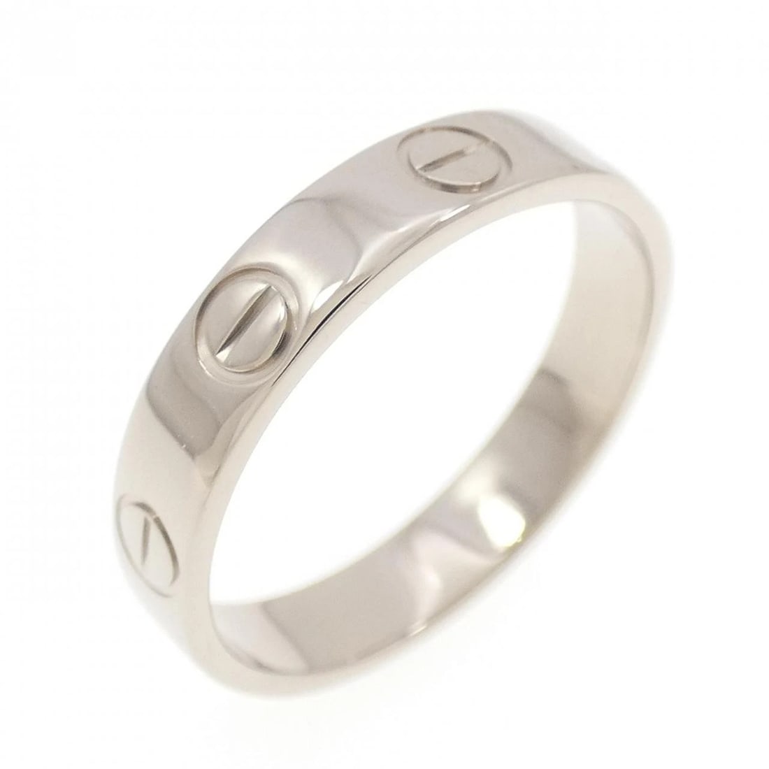 CARTIER MINI LOVE RING: Cartier Mini Love Ring Brand: Cartier Type: Ring Material: 750 White Gold Color: White Gold Size: 5.5 (US size) Accessories: None Accessories Notice: When purchasing pre-owned goods, please