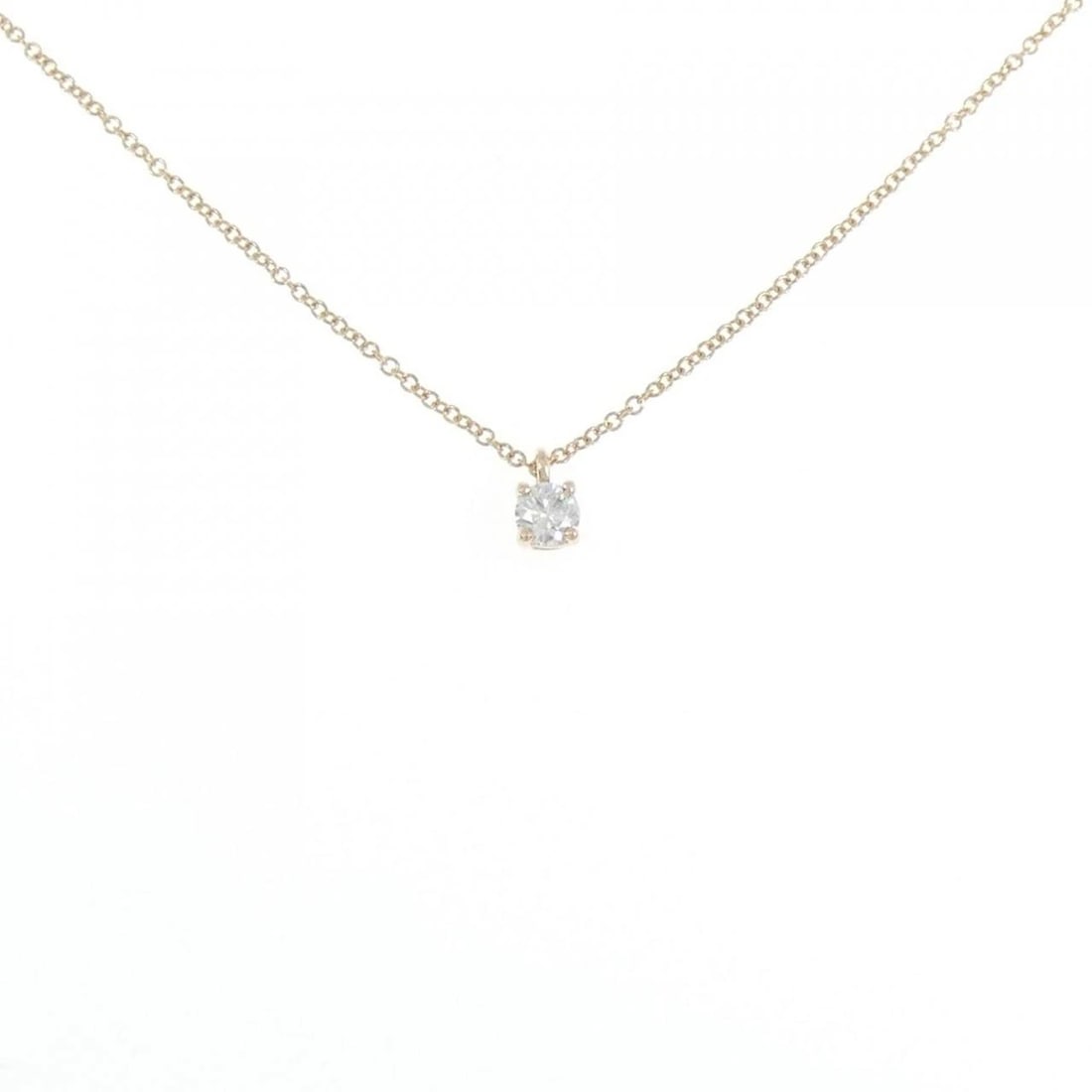 TIFFANY & CO. SOLITAIRE NECKLACE: Tiffany & Co. solitaire Necklace Brand: Tiffany Type: Necklace Material: 750 Pink Gold Main Stone Natural Color: Pink Gold Size: 41cm ActualSize Pendant top H x W: 3.7mmx3.7mm Chain Max. W: